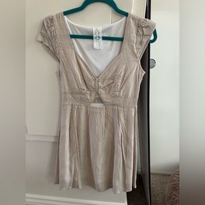 Women's Tan and White Mini Dress